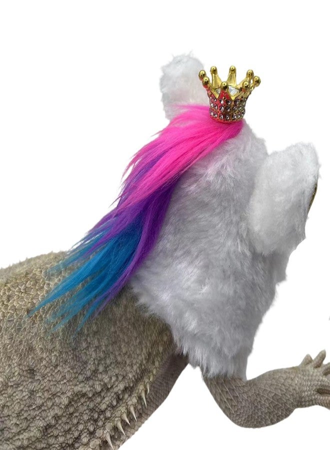 WCDJOMOP Lizard Hat for Bearded Dragon - Soft Fuzzy Plush Cap with Adjustable Chin Strap & Crown Decor Reptile Headwear Halloween Costume Outfit Photo Props for Gecko Chameleon Amphibians Snake Hamster (White) - Image 4